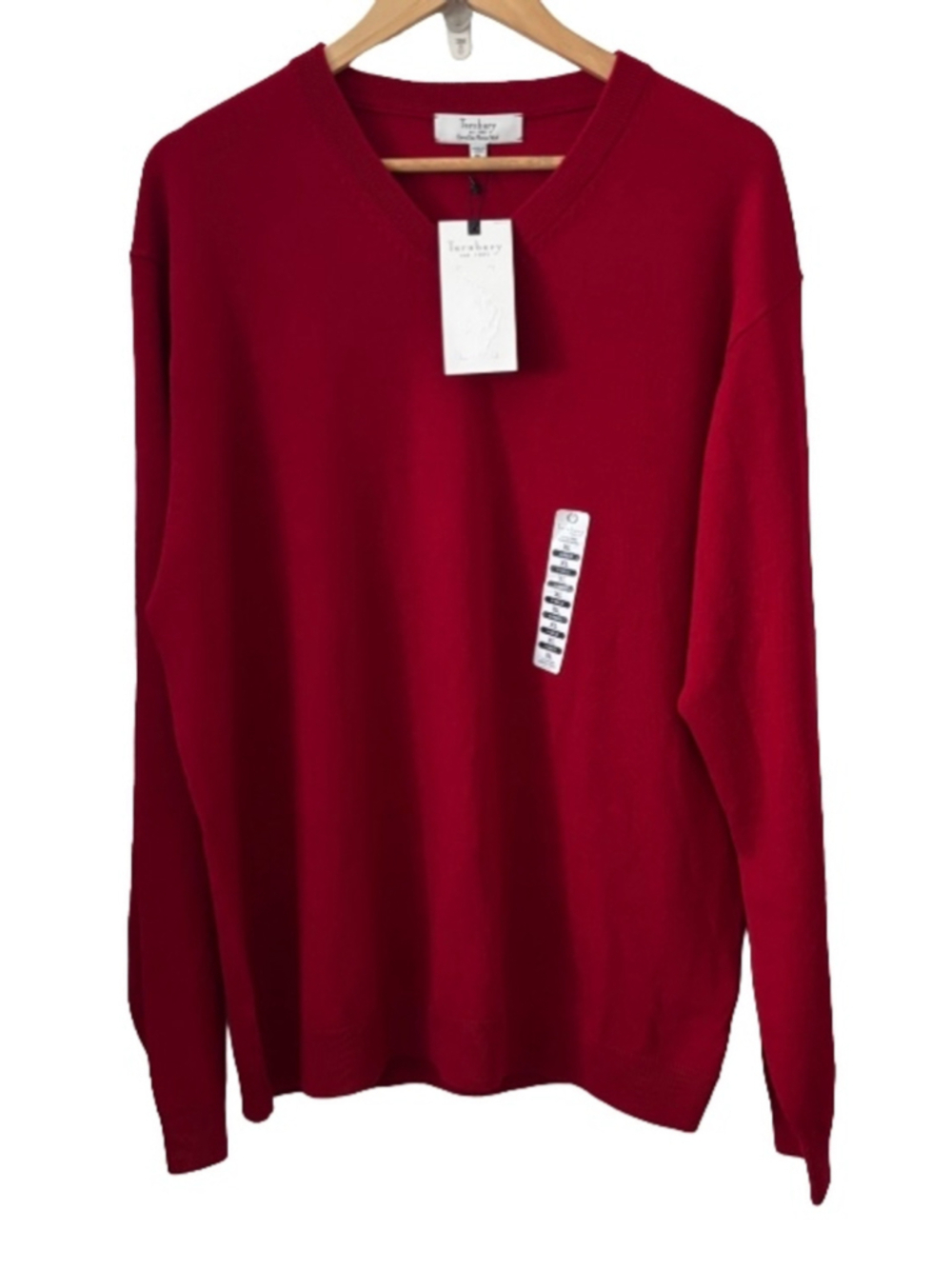 Turnbury 100% extra fine merino wool burg/red swtr NWT MN XL luxury old money